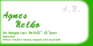 agnes melko business card